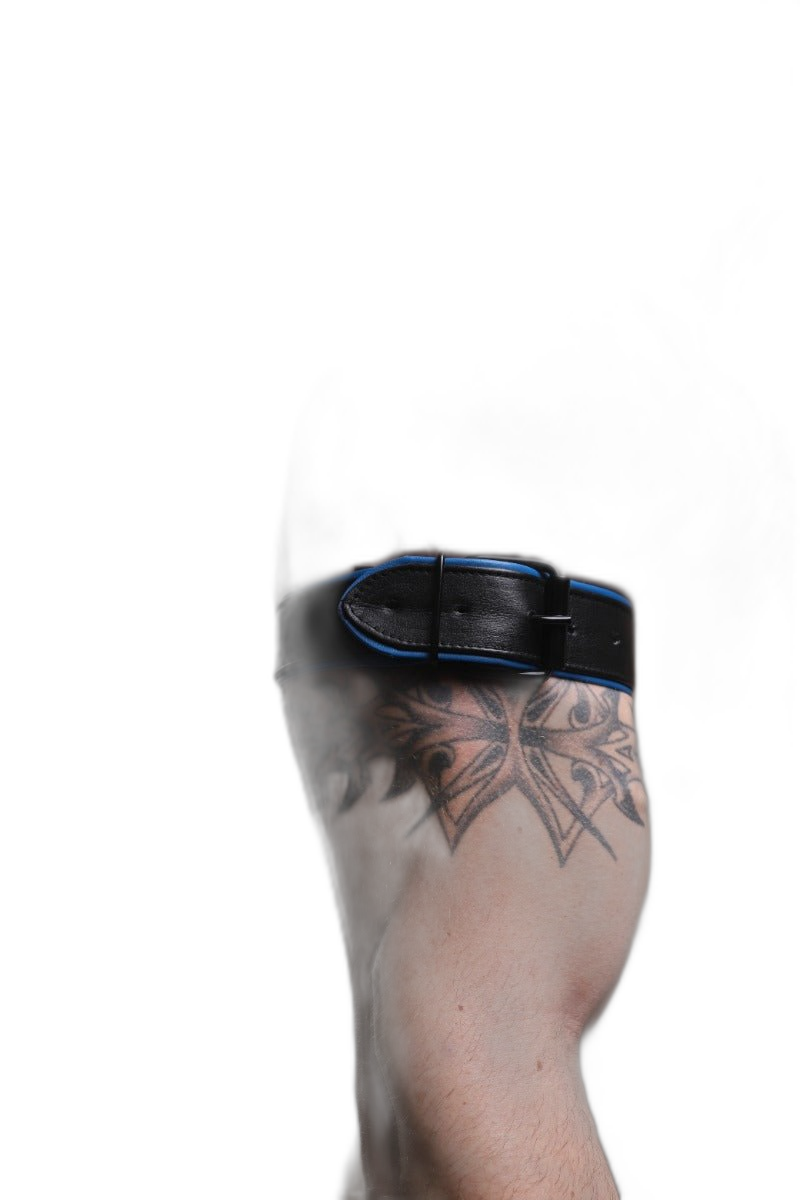 ruff GEAR Double Tone Leather Bicep Strap Blue Black