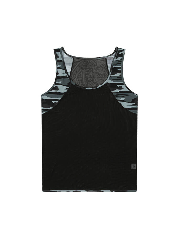 Men's Camouflage Mesh Colorblock Stretch Vest
