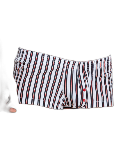 Men's Color Stripes Trunks With Button Fly