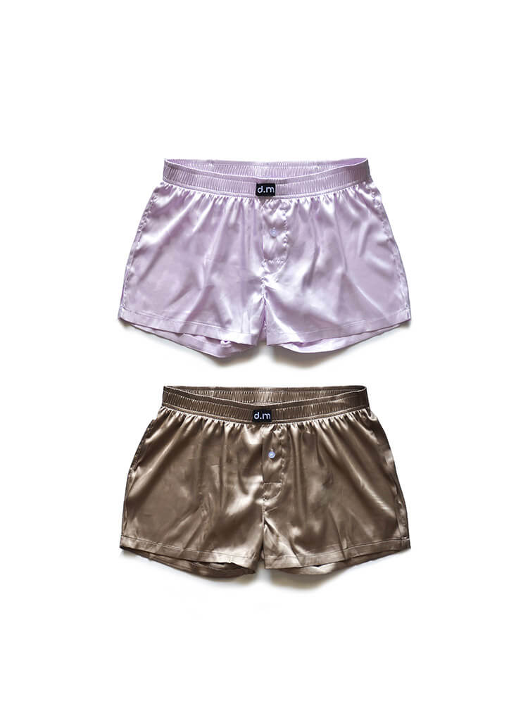 D.M Men's Loose Silky Simulated Silk Boxer Briefs