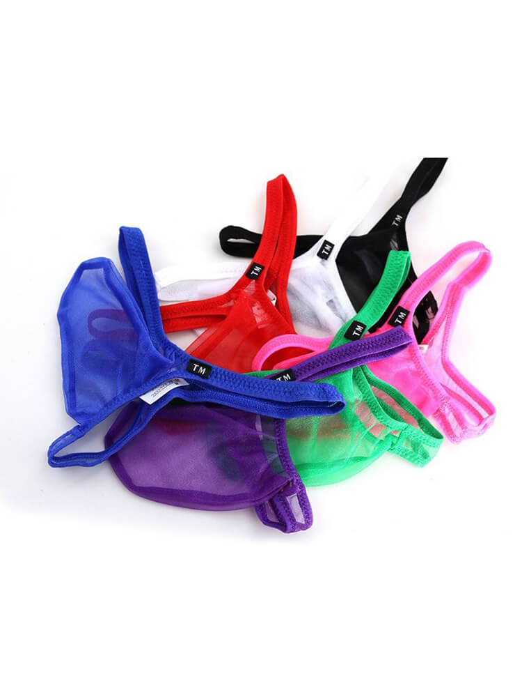Men's Sexy Transparent Elephant Nose Mesh Thong