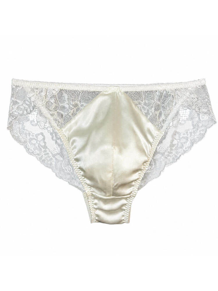 Men’s Sexy Lace Ruffles Mulberry Silk Briefs