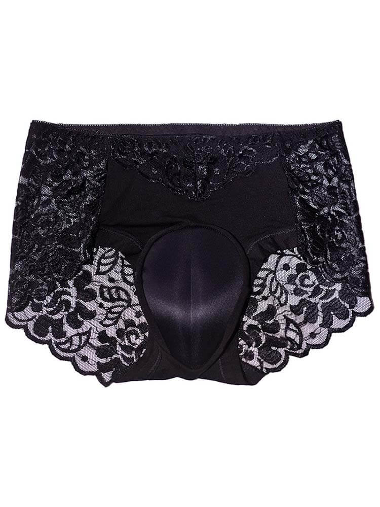 Men's Sexy Lace Solid Color Crossdressing Briefs