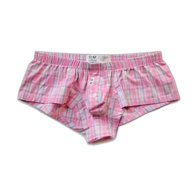 D.M. Low Rise Sexy Plaid Home Boxer Briefs