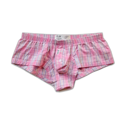 D.M. Low Rise Sexy Plaid Home Boxer Briefs