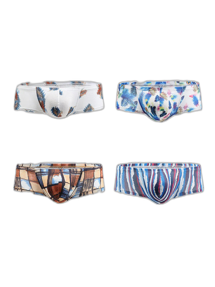 4 Pack Men's U-Pouch Low-Rise Moisture-Wicking Trunks