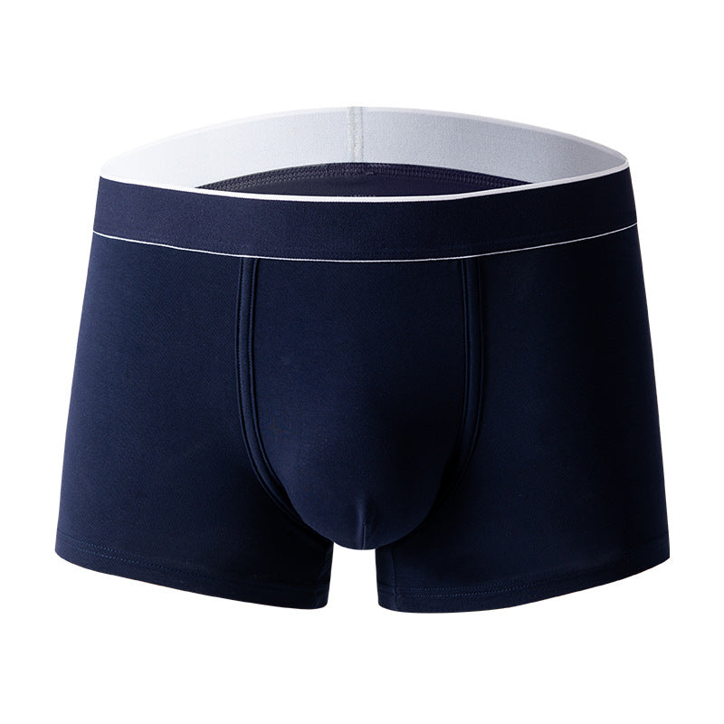 4Pcs Men's Cotton Solid Mid-rise Trunks
