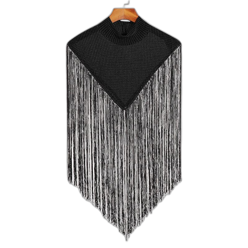 Fringe Knit Shoulder Drape