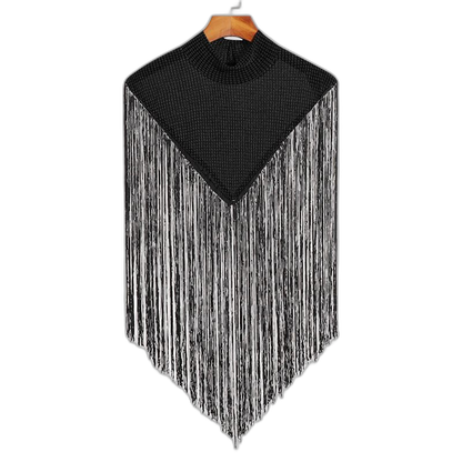 Fringe Knit Shoulder Drape