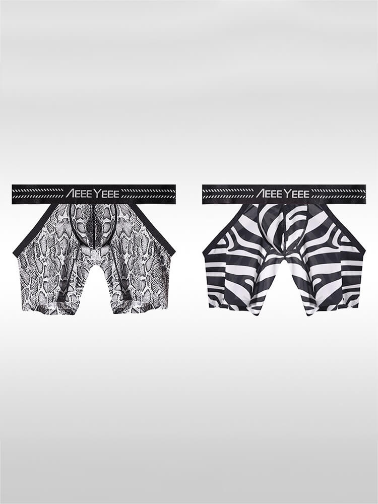 Men's Sexy Seamless Leopard Print Cutout Boxer Briefs