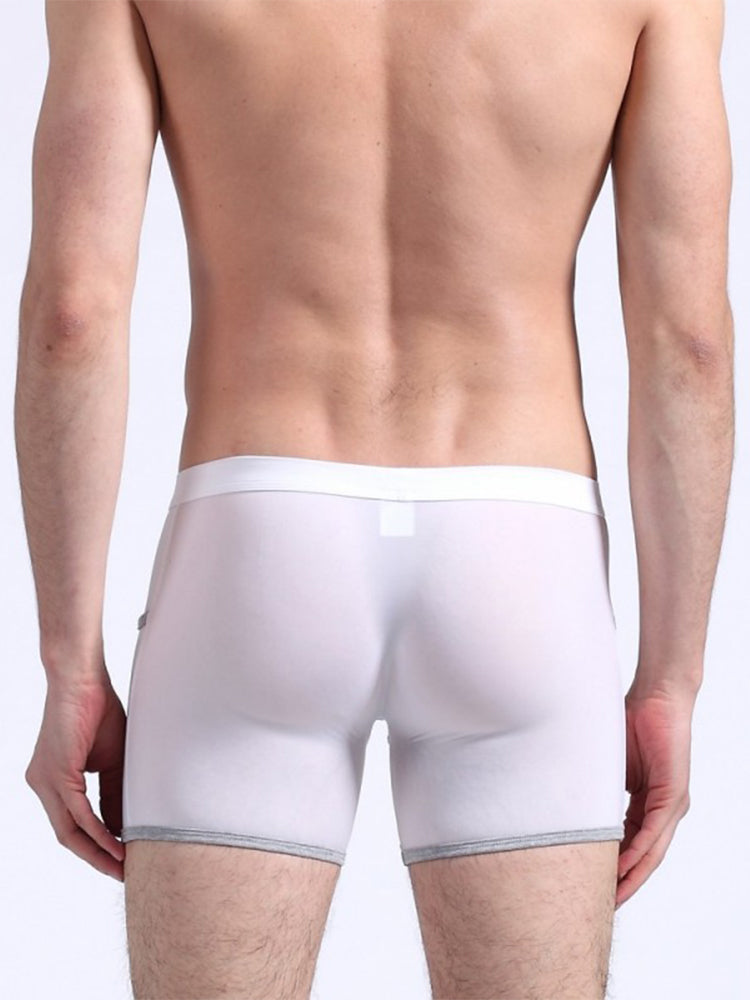 3 Pack Men's Long Leg Boxer Briefs Made of Ultra-Thin Ice Silk with Anti-Wear Elastic