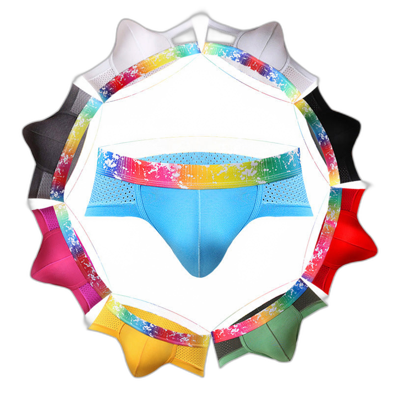 4 Pack Breathable Modal Colored Belt Briefs-rainbow pride underwear