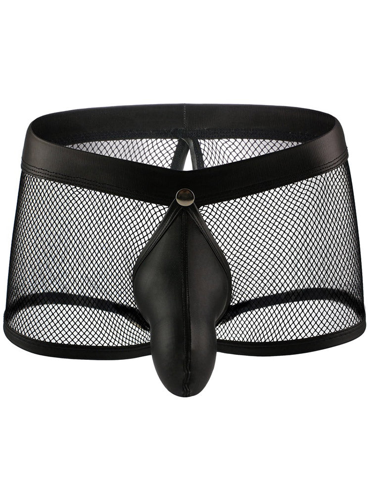 Men's Mesh Breathable Sexy Open-hole Fun Boxer Briefs
