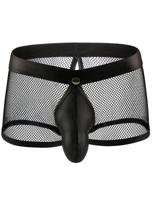 Men's Mesh Breathable Sexy Open-hole Fun Boxer Briefs