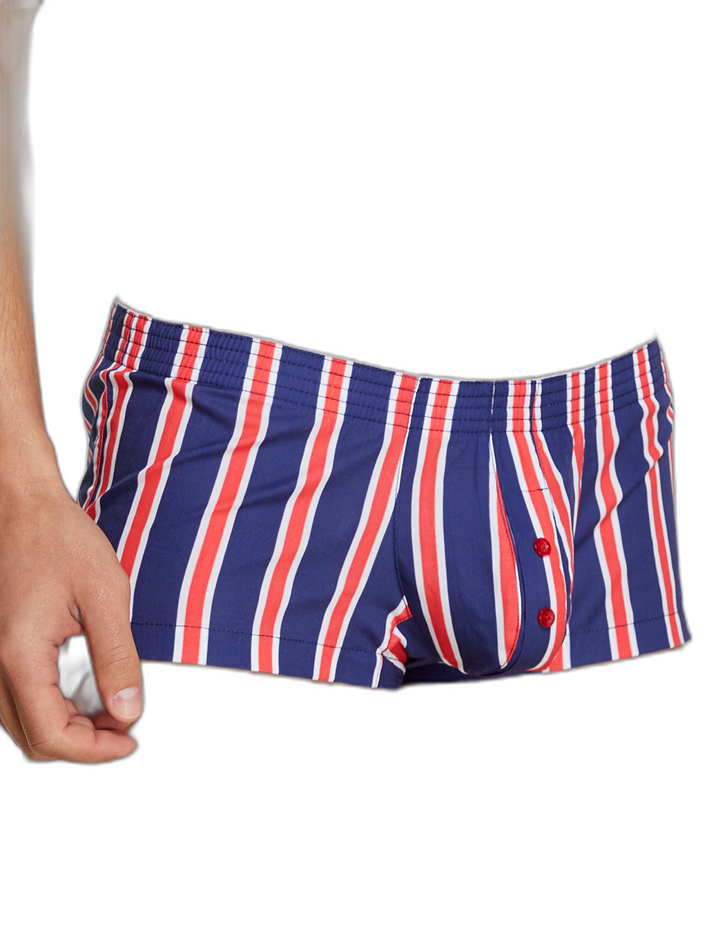 Men's Color Stripes Trunks With Button Fly