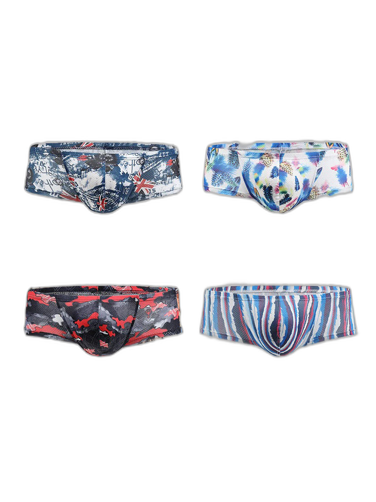 4 Pack Men's U-Pouch Low-Rise Moisture-Wicking Trunks