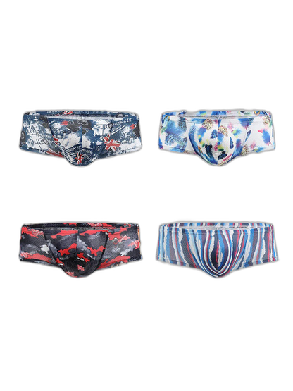 4 Pack Men's U-Pouch Low-Rise Moisture-Wicking Trunks