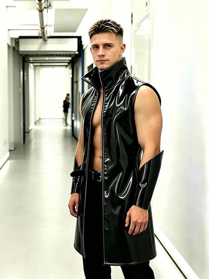 Men's Patent Leather Black Performance Costume Set