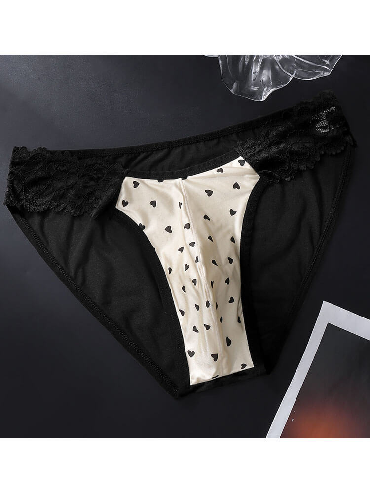 Men's French Lace And Sheer Mesh Ice-Silk Briefs
