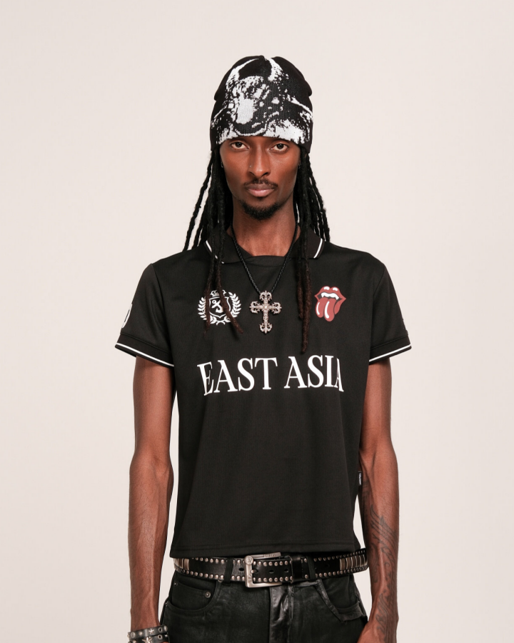 KIIKIO Casual Letter Print Collared Polo Shirt