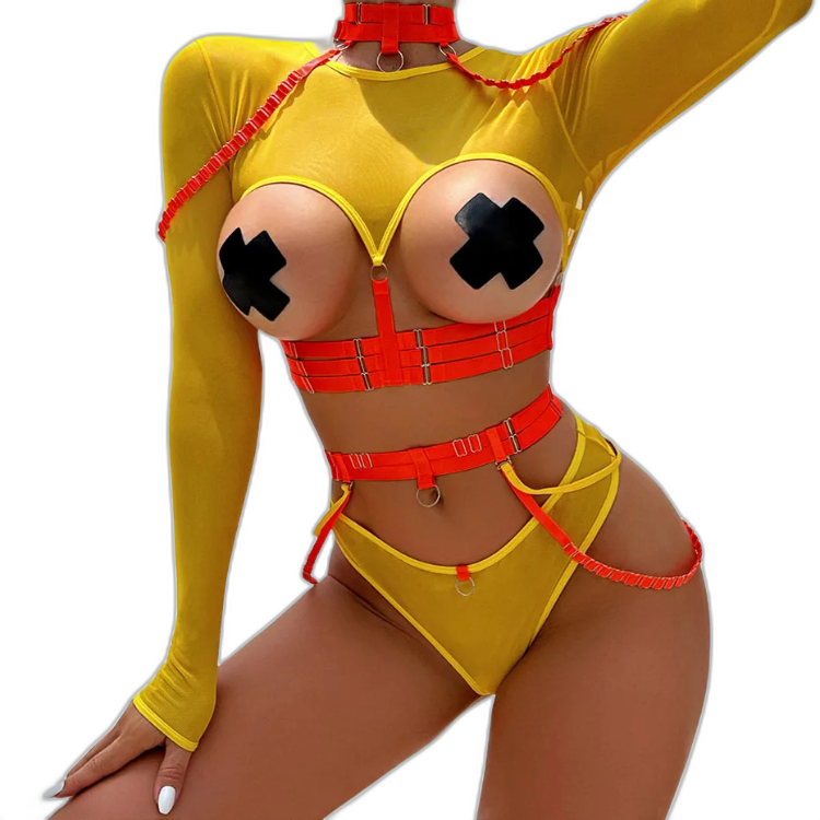 Unsubtle Temptress Bondage Bodysuit Set