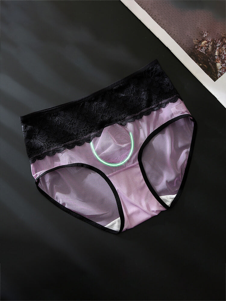 Men's Lace-Trimmed Mesh Panelled Thin Briefs