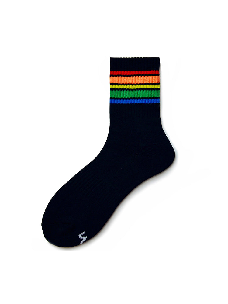 D.M Rainbow Striped Sports Cotton Socks