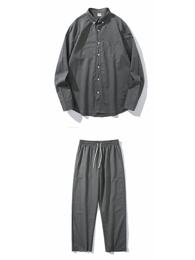 Men's Casual Cotton-Linen Shirt And Pants Set