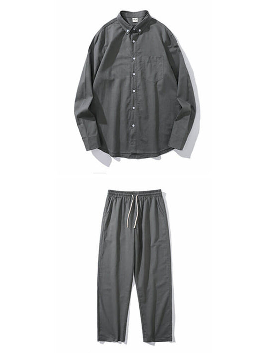 Men's Casual Cotton-Linen Shirt And Pants Set