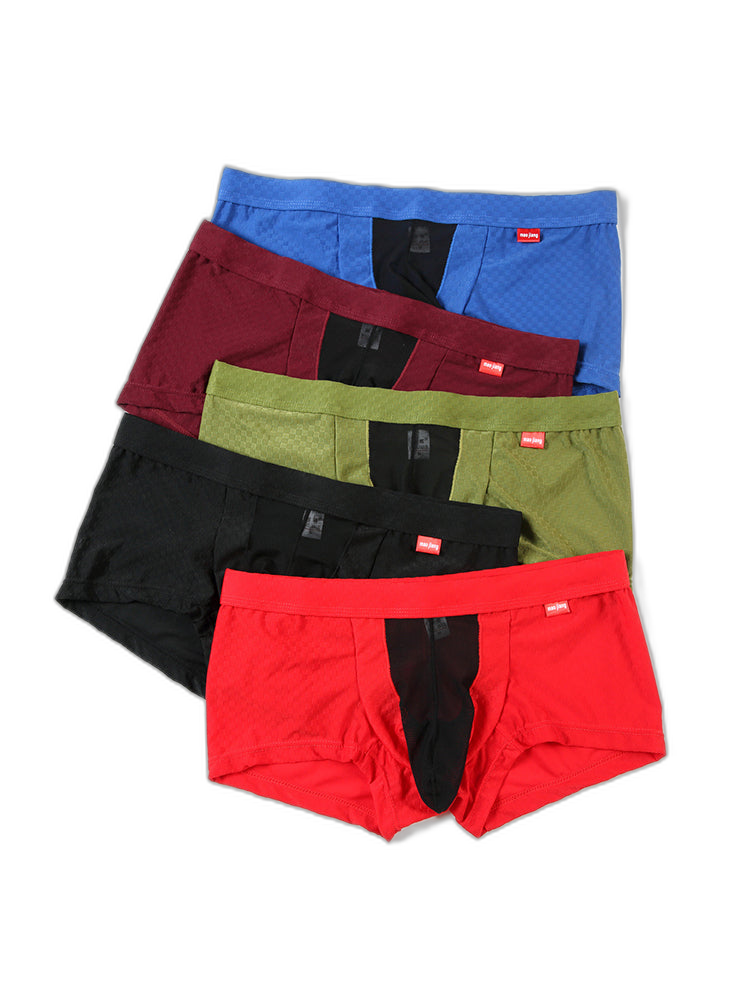 Men's Low-Rise Mesh Trunks – Breathable Nylon with 3D Pouch Support