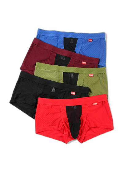 Men's Low-Rise Mesh Trunks – Breathable Nylon with 3D Pouch Support