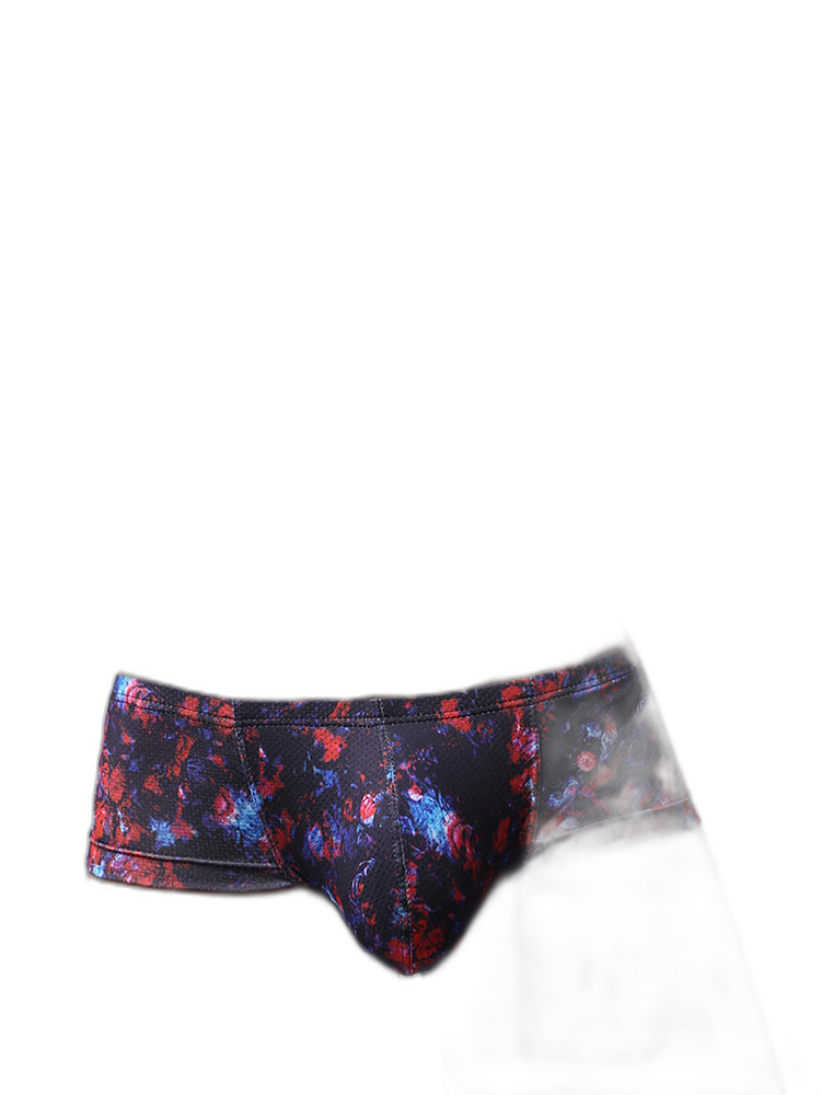 Men's Sexy Botanical Printed Mesh Underwear