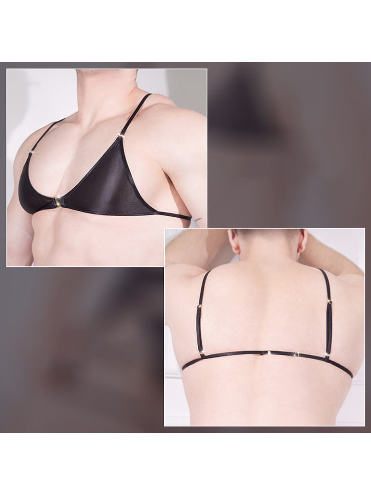 Men's Adjustable Ultra-Thin Breathable Sexy Bra Thong Set