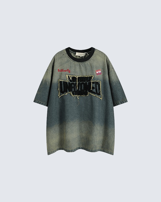 Washed Denim-Look T-Shirt