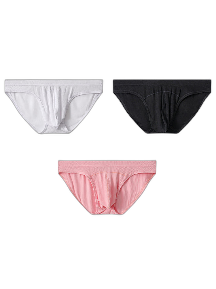 3 Pack Men's Sexy Threaded U-Shaped Briefs