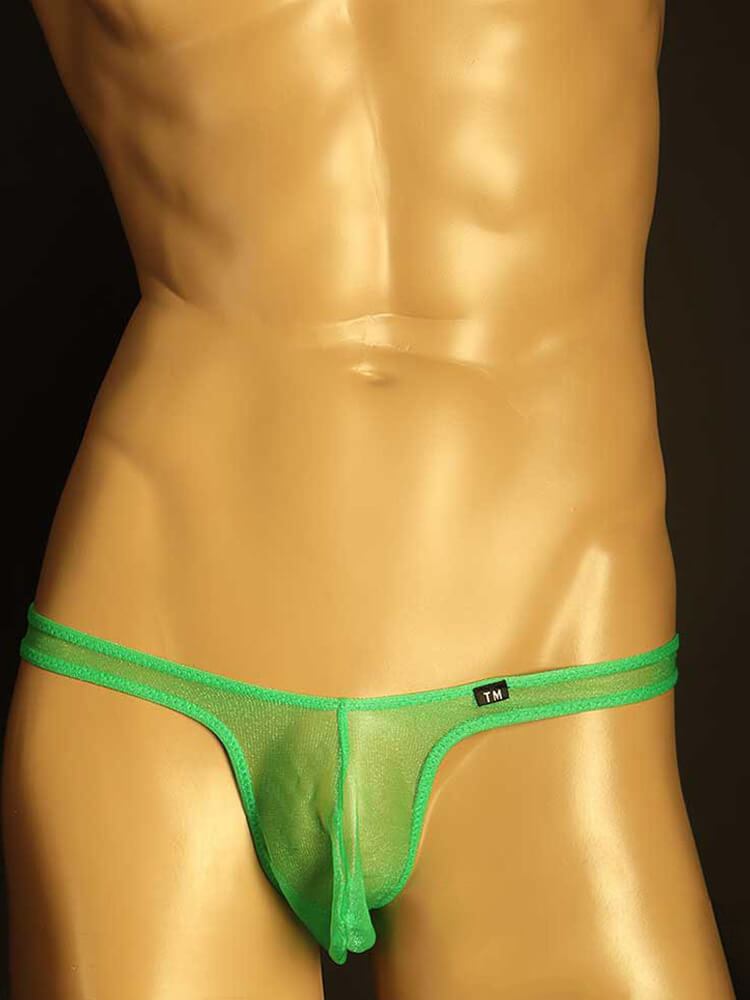 Men's Sexy Transparent Mesh Big Pouch Thong