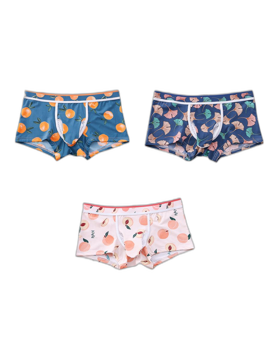 3 Pack Men's Ice Silk Trunks with Separated Pouch Design