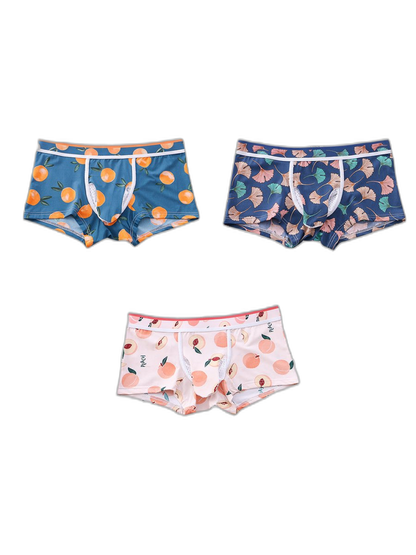 3 Pack Men's Ice Silk Trunks with Separated Pouch Design