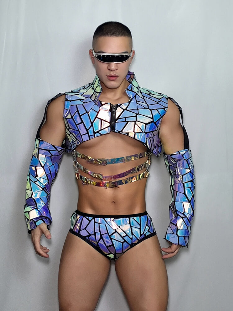 Men's Iridescent DS Laser Futuristic Performance Costume Set