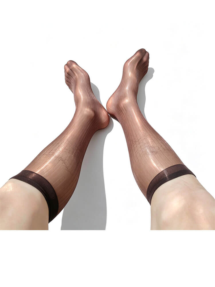 Reflective Ultra-Thin Striped Mid-Calf Stocking