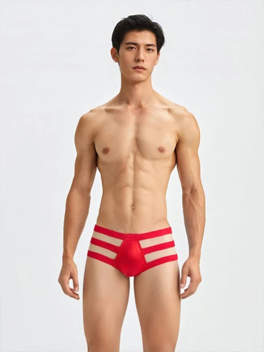 Men's Sexy Sanitary Belt Double Slot Latex Thong