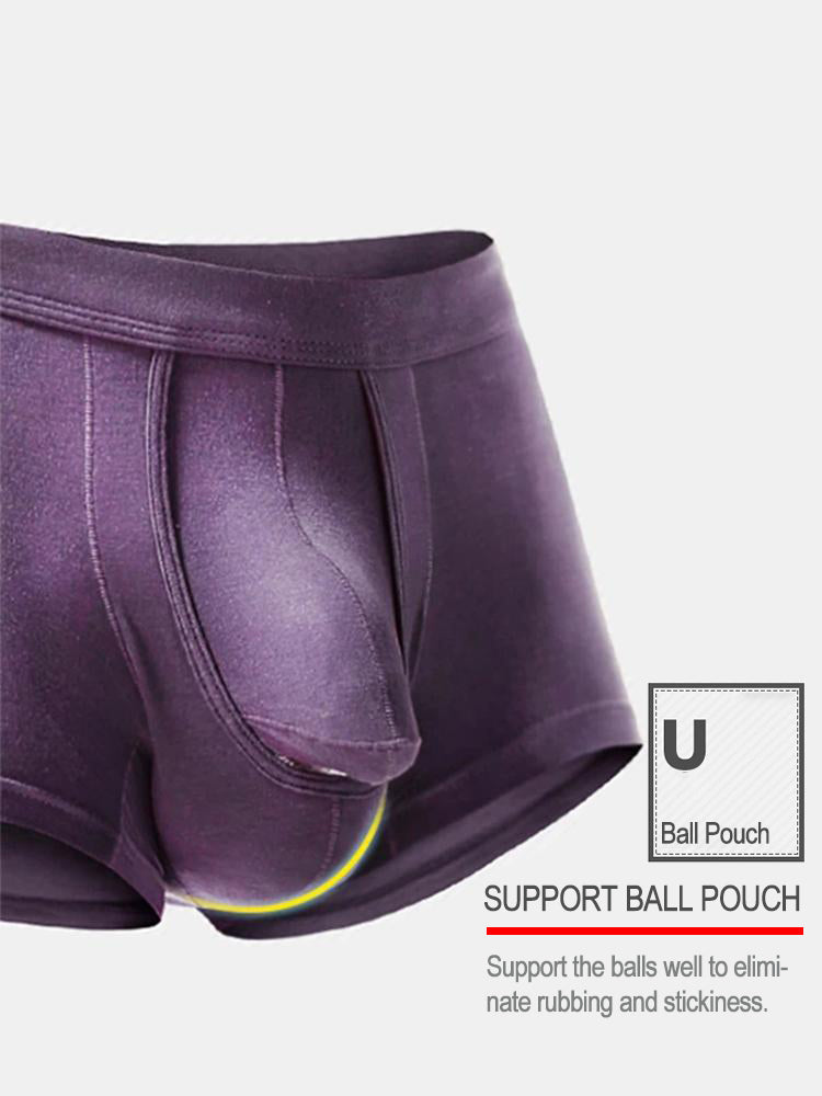 Men's Double Pouch Underwear Separate Pouch Modal Trunks