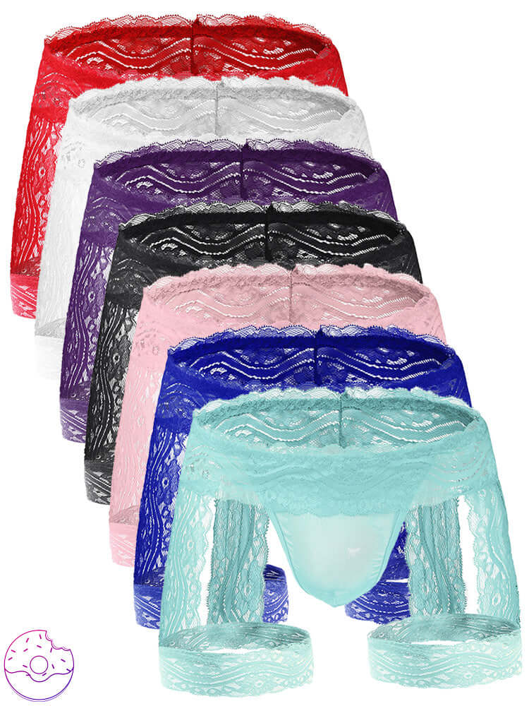 Men's Lace Thongs -Black