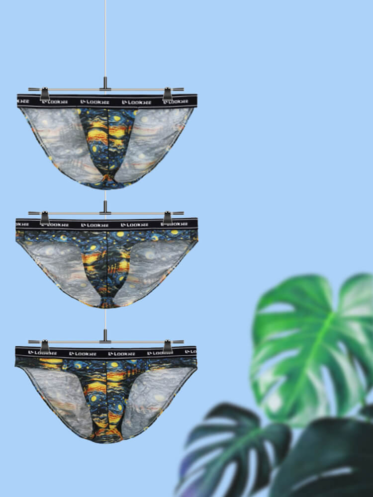 Men's Sexy Oil Painting Print Mid-Rise Briefs