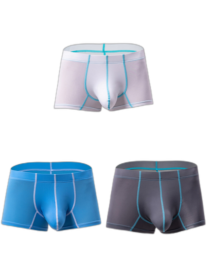 3 Pack Men's Large Pouch Contrast Binding Trunks