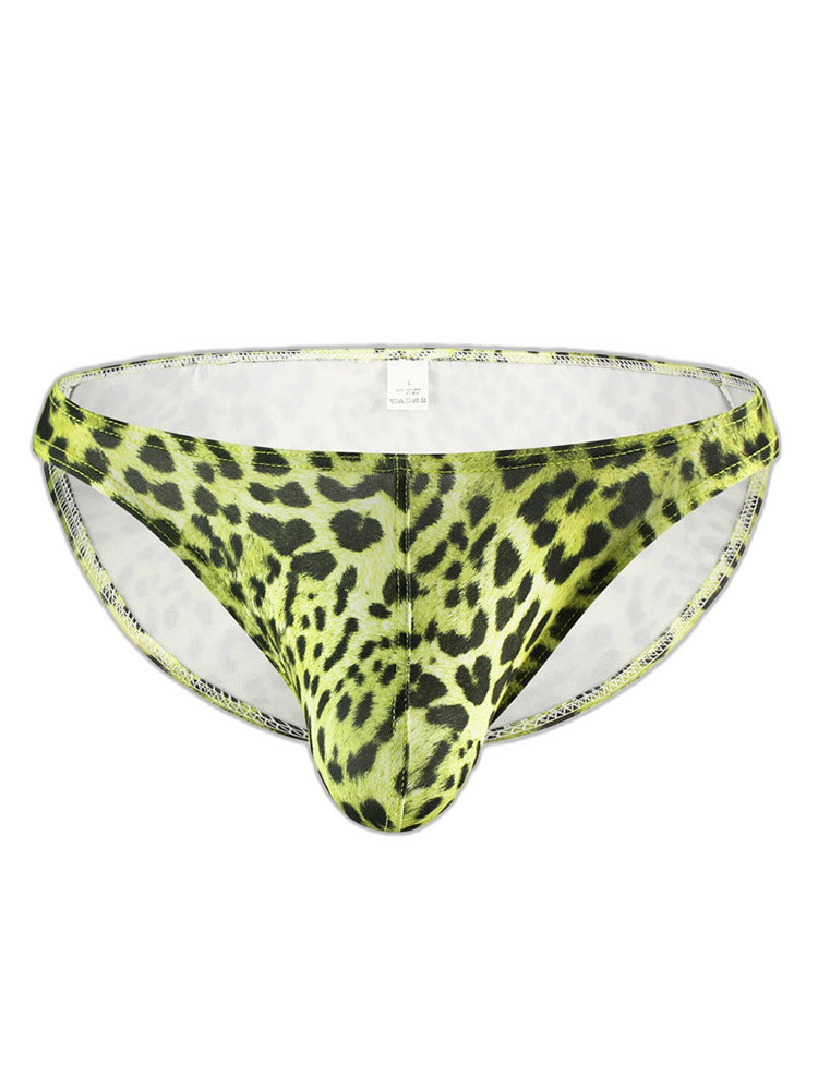 4 Pack Men's U-Convex Leopard Print Nylon Bikini