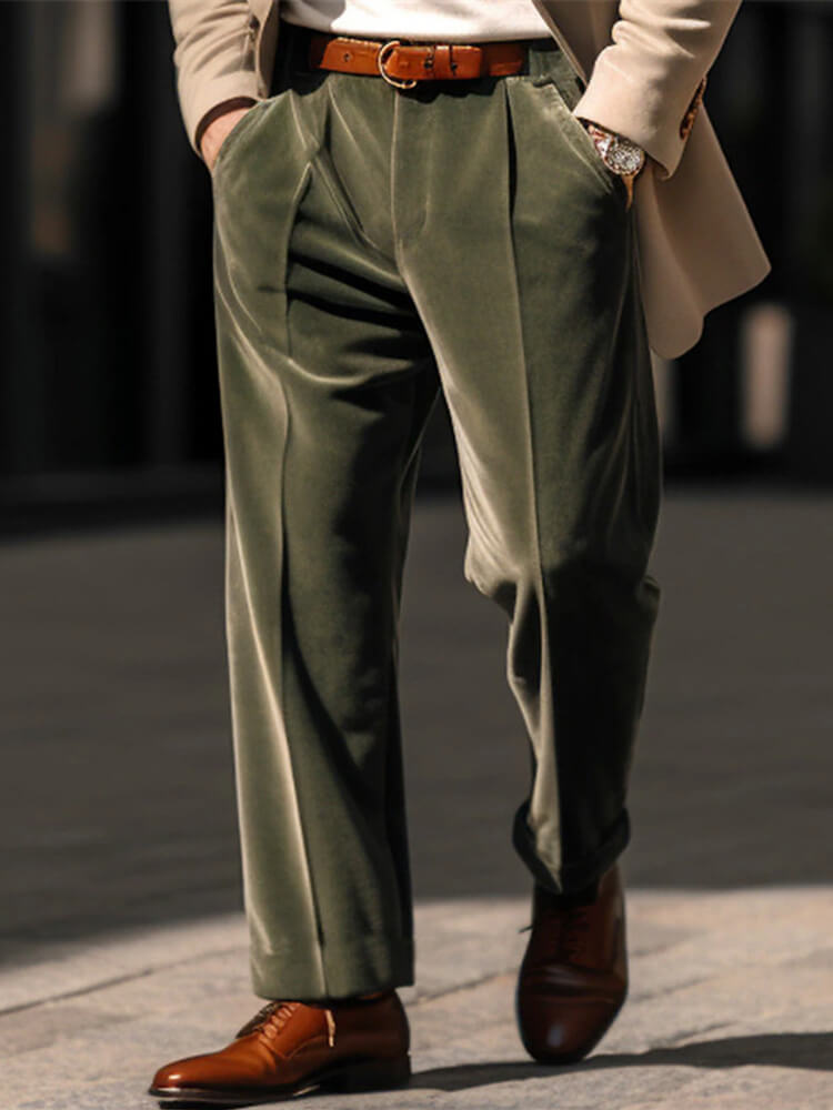 Men's Fashion Straight Leg Solid Color Dress Pants