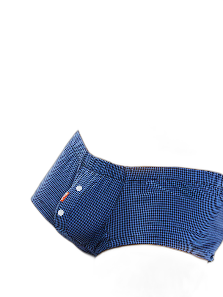 Men’s Relaxed Plaid Trunks with Button Fly