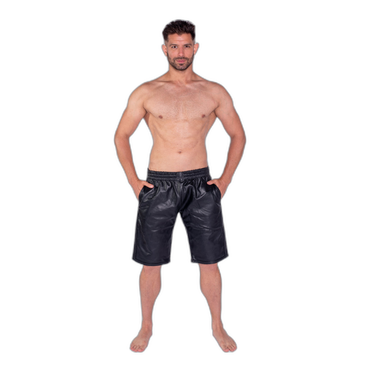 Prowler RED Leather Long Sports Shorts Black