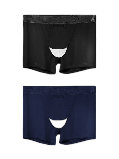 2 Men's Ultra-Thin Ice Silk Detachable Gusset Breathable Trunks